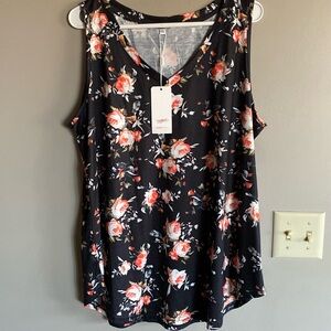 Black Floral Tank